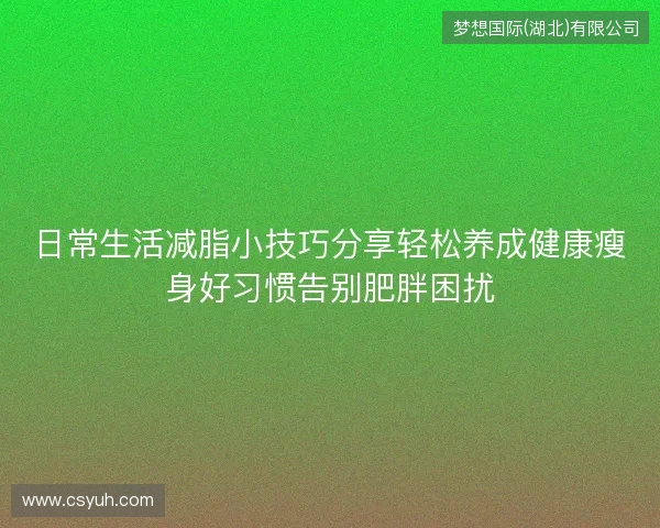 日常生活减脂小技巧分享轻松养成健康瘦身好习惯告别肥胖困扰